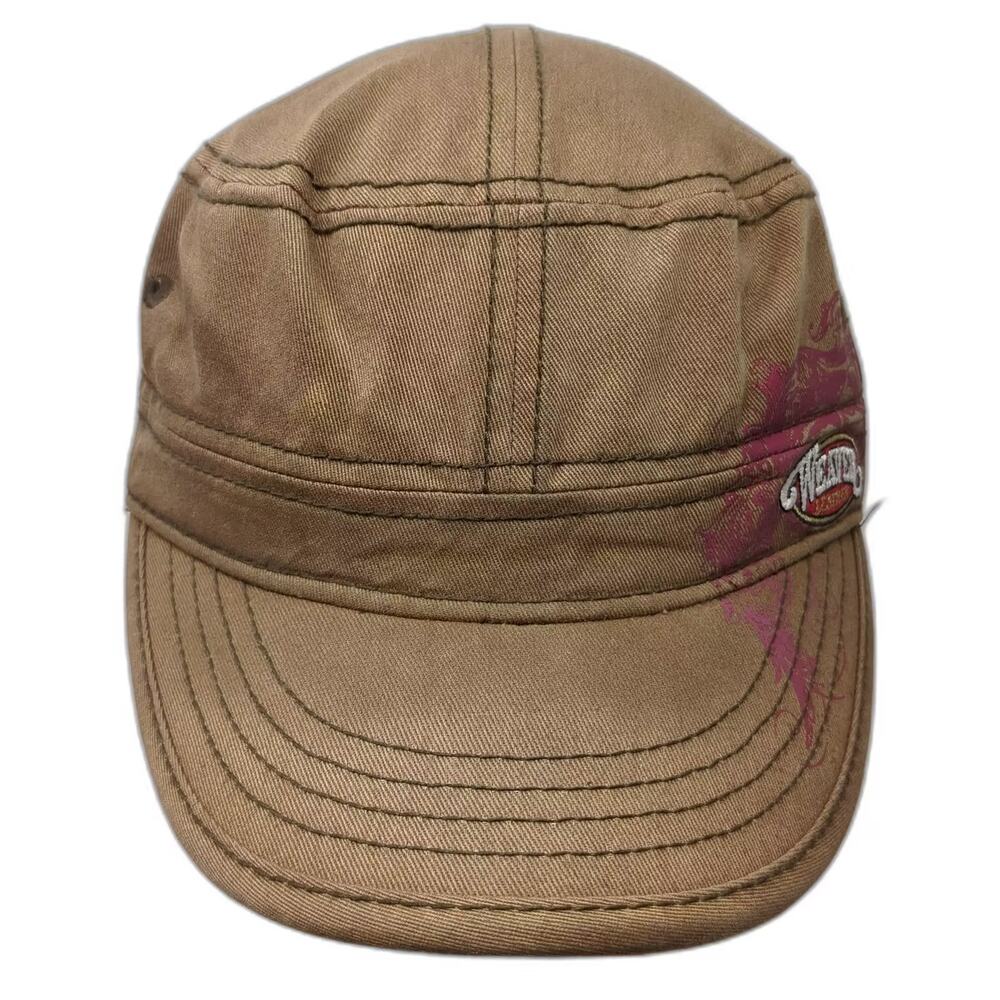 Weaver Leather Army Cap Brown Pink Hat OS Strapback Adjustable Embroidered